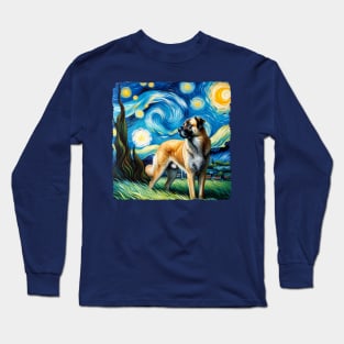 Starry Anatolian Shepherd Dog Portrait - Pet Portrait Long Sleeve T-Shirt